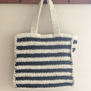 NWOT Striped Paper Straw Bag